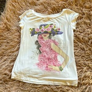 MonnaLisa, beautiful bejeweled girl in a hat, T-shirt for girls size 6